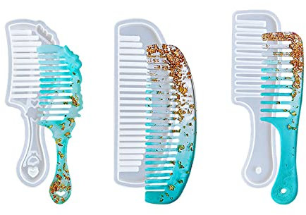LdawyDE Moldes Resina Epoxi, 3 Piezas/Set DIY Comb Series Resina Epoxi Manualidades Molde Silicone Handcraft Making Comb Flexible Easy Demold