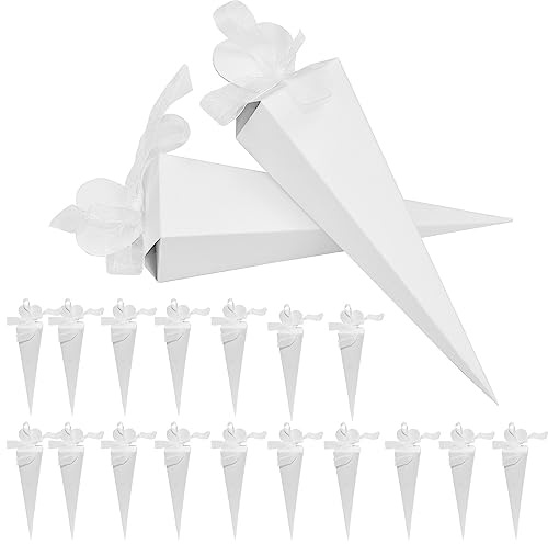 Kleemeiero 120 Pezzi Coni di Carta a Forma di Cuore Portariso Matrimonio Bianco, Portaconfetti Confettata Comunione, Battesimo per Compleanno Natale