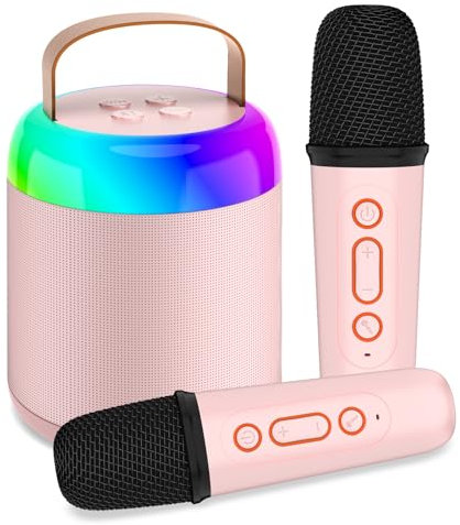 Tipao - Micrófono de karaoke para niños inalámbricos con 2 micrófonos, Bluetooth portátil con voz mágica y cambio de luz LED mini micrófono karaoke regalos de cumpleaños para niños de 3 a 12 años