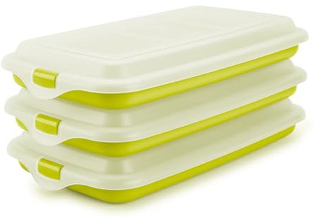 Porta Embutidos y Alimentos Sistema Deli, Conservación Optima de Lonchas en Nevera, Medidas 24.8 x 14.4 x 3.3 cm (3X Verde)