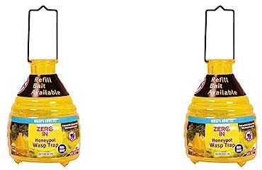 Zero In Ready-Baited Honeypot Wasp Trap. Lightweight, Strong ABS Plastic, Effective Wasp Attractant Included (Pack of 2)