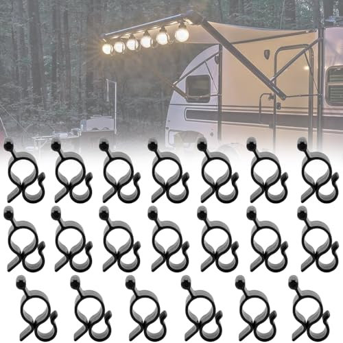 Clip de toldo para caravana, caravana, remolque de viaje, ganchos de luces de cuerda, accesorios, 20 piezas
