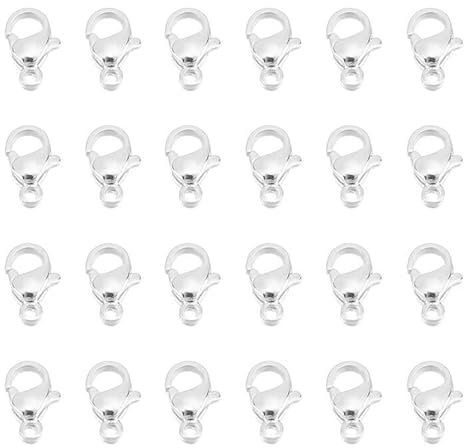 UNICRAFTALE 50Pcs Stainless Steel Lobster Claw Clasp 925 Sterling Silver Plated Necklace Clasps Fastener Hook End Chain Clasps Closures Jewelry Findings Connector for Necklace Making