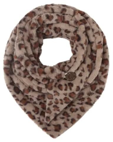 stylx Damen KuschelSchal, Teddyfell Baumwolle Dreieckstuch Frauen Winterschal Herbstschal Warm Dreieck Schal Halstuch Scarf (LEO taupe)