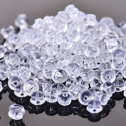 Ohrring-Verschlüsse, Gummi, weich, transparent, für Ohrstecker, hypoallergenes Silikon, Ersatz für Damen, rund, 50 Stück