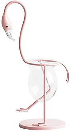 Molinter Hydrokultur-Blumentopf, Vasen, Flamingo, Hydrokultur-Glasflaschen, Blumenvase mit Flamingo-Regal für Heimdekoration (Rosa, Beinlift)