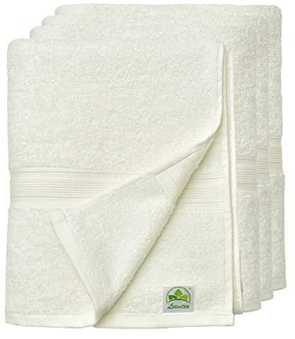 leevitex® Handtuch 4er Set aus 100% Baumwolle, weich und saugstark | 500 g/m² | 50 x 100 cm | Naturweiß