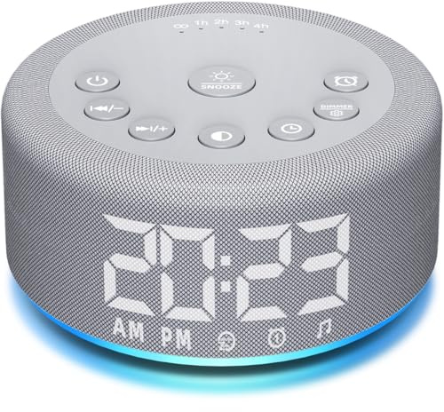 【3 en 1】 Réveil machine à bruit blanc avec 27 sons de sommeil pour bébés, enfants et adultes, 32 niveaux de volume, arrêt automatique, fonction mémoire, horloge numérique avec 30 sons de réveil