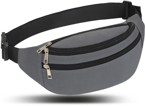 Bauchtasche Gürteltasche Hüfttasche Sport Damen Herren Wasserdicht Bauchtasche Doggy Bag Outdoor Groß Handytasche Umhängetasche Camping Wandern Fitness Fahrrad Running (Dunkelgrau)