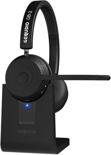 GEQUDIO GB-2 - Auriculares inalámbricos con micrófono Bluetooth, cancelación de ruido pasiva, 2 dispositivos al mismo tiempo (teléfono móvil, PC, ordenador portátil) | Auriculares inalámbricos |