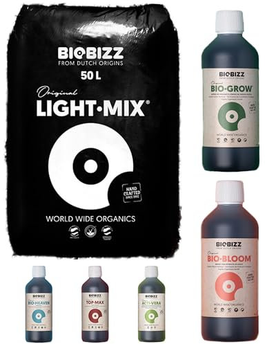 Biobizz Light Mix Set, Biobizz Lightmix 50L, Biobizz Light Mix 50L mit Dünger, Starter Set Grow mit Bio Dünger Grow, Bloom, Top Max, Acti Vera und Bio Heaven