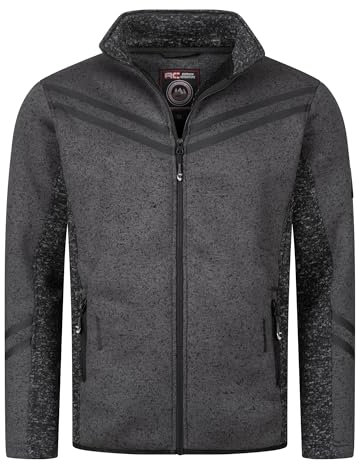 Rock Creek Herren Fleece Jacke Outdoor Wanderjacke Pullover Full Zip Hoodie Herrenjacke Fleecejacke Winterjacke Strickjacke Strickfleecejacke H-373 Dunkelgrau XL