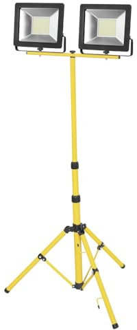 Proyector LED 20W, frío, con trípode de 5m; ideal para iluminación de eventos y señalización exterior.