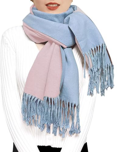 ehsbuy Winter Schals & Tücher für Damen Reversibel Kaschmir Schal Wendbarer Schultertuch Langer Großer Wärmeschal mit Quaste für Hochzeits Geschenke