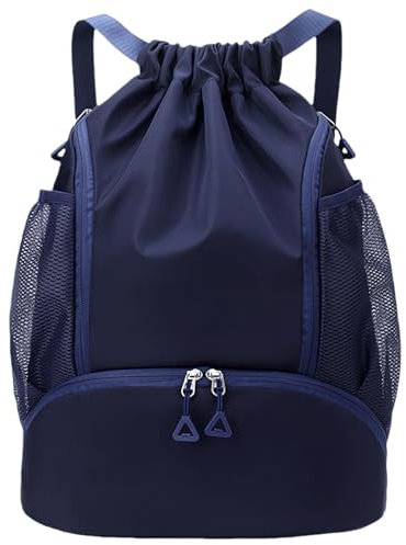 Sportbeutel Gross Kordelzug Turnbeutel Wasserdicht - Sportrucksack Mit Schuhfach Marineblau Lässig Nylon Beutel Rucksack mit Kordelzug Große Kapazität Sport Rucksäcke - B29046