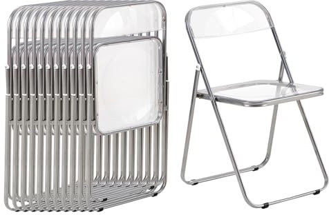 LuxNook 12er Klappstuh PET Transparent Metall Stuhl Klappsessel 150 kg belastbar für Esszimmer, Wohnzimmer, Garten