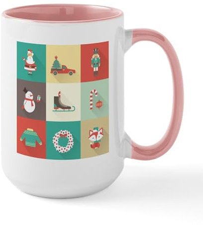 CafePress Retro Christmas Mugs 15 oz (444 ml) Ceramic Coffee Mug