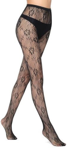 BEPSYOM Collant Donna a Maglia, A Rete Con Motivi, Collant Night Club a Vita Alta, Per Feste, Nere in Pizzo Particolari