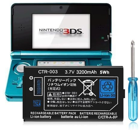 3DS - Batteria sostitutiva CTR-003, 3200 mAh, compatibile con Nintendo 3DS N3DS CTR-001 MIN-CTR-001 con kit di attrezzi (non per New 3DS, 3DS XL)