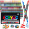 Funnasting 60 Colours Acrylic Paint Pens, Dual Tip Acrylic Markers Water-Based Acrylic Pens for Glass, Fabric, Ceramic, Egg, Rock Painting and DIY Crafts Art Supplies