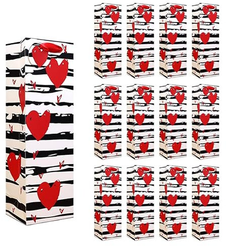 Lot de 12 sacs cadeaux de vin, sacs cadeaux de Saint-Valentin, sacs cadeaux pour bouteilles de vin, emballage de fête, vente au détail