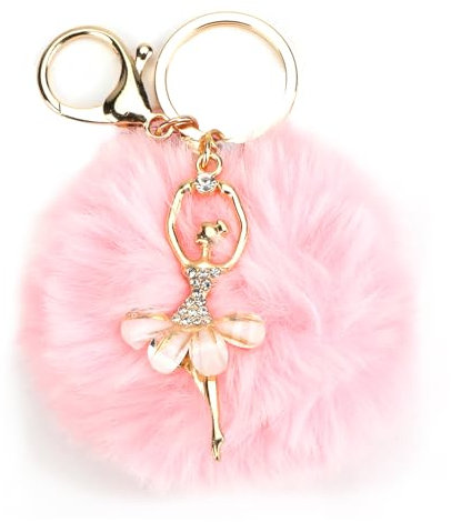 MUCOOS Eleganter Schlüsselanhänger Mit Pompon Und Kristall, Eleganter Tänzer Anhänger, Geburtstagsgeschenkidee Für Frauen, Geschenk Für Ehefrau, Paar Oder Freunde, Glücksbringer, Schlüsselanhänger