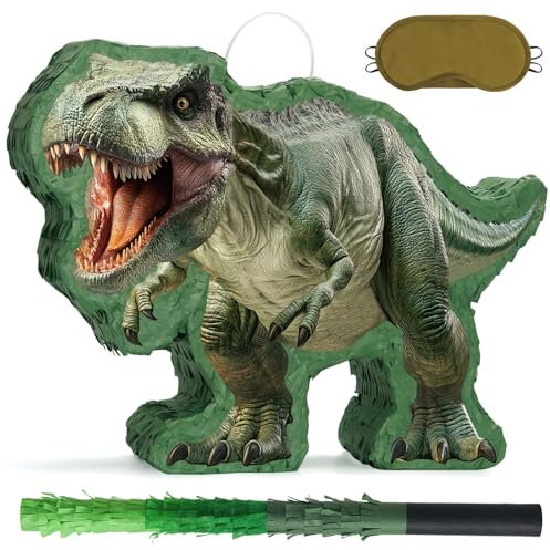 WERNNSAI Dinosaurier Pinata - Tyrannosaurus Rex Pinata mit Augenbinde und Stab für Kinder Jungen Dinosaurier Geburtstag Party Dekoration Babyparty Karneval Feier Supplies
