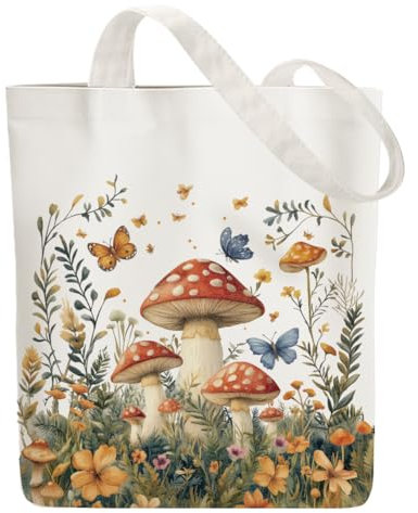 ANATTASOUL Baumwolltasche Personalisiert mit Pilz-Dschungel, Leinwand Geschenk Tragetasche für Damen Freundin Mama Schwestern Ehefrau Geburtstag, Muttertag Tasche
