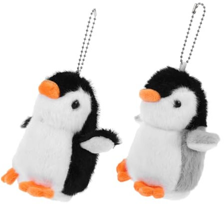BESPORTBLE 2stücke Süße Pinguin Plüsch Schlüsselanhänger Realistische Tierfiguren Geschenke Für Jungen Und Mädchen Als Partygeschenk Oder Sammlerstück Hellgrau Schwarz