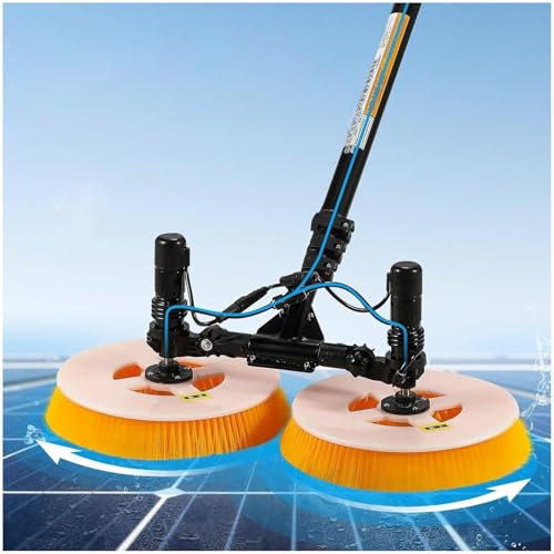 ZEEKYFOR Electric Solar Panel Cleaning Brush, Telescopic Water Fed Pole Kit, Outdoor Window Washing Tool, 65cm Wide,Lithium Battery-7.5m/24ft