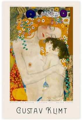 NFFBGFD Gustav Klimt Poster, Mutter und Kind, Leinwandposter, Wandkunstdruck, Bild, Gemälde, 40 x 60 cm