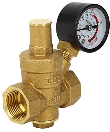 Riduciatore di Pressione 'acqua Regolabile con Misuratore di Misurazione, Valvola in Ottone per Attrezzatura per L'acqua del Rubinetto, Manopola di Regolazione della Pressione