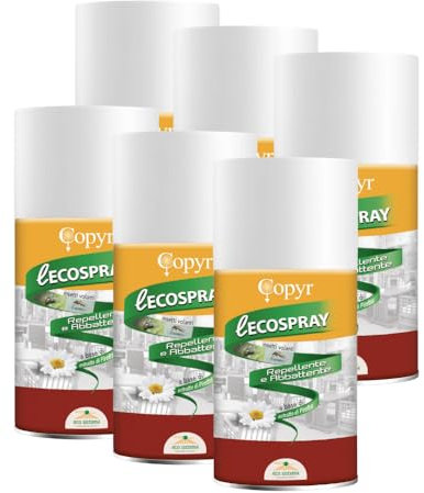 Insetticida Ecospray al Piretro pronto all'uso con Erogatore,antizanzara,mosche e insetti volanti,per alberghi,ospedali,ristoranti.Per uso civile e domestico.Bomboletta da 250ml X 6pezzi