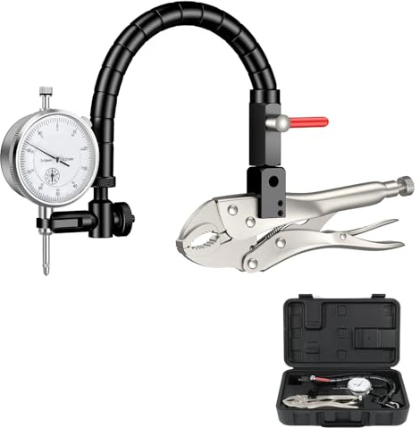 AccuGrapha Scheibenbremsrotor-Messgerät mit 0-10 mm Messuhr(0.01mm Auflösung), Auto-Bremsscheiben-Schlagfestigkeitsprüfer, Klemmschraubstock mit 360 ° Flexiblem Arm