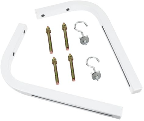 Metal Projector Screen L-bracket Wall Mount Hooks 2pcs White Iron | Wall Brackets for Hanging, Concrete Walls and Drywall, Secure Wall Mounting with L-shape Hooks