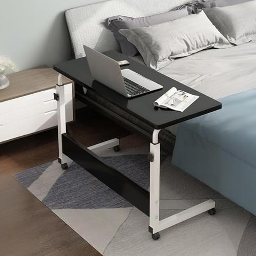 Liegetisch, Höhenverstellbarer Betttisch Auf Rollen Und Fahrbarer Mobilität, Robuster Laptopständer Mit Metallbeinen Für Den Krankenhausgebrauch(Black)