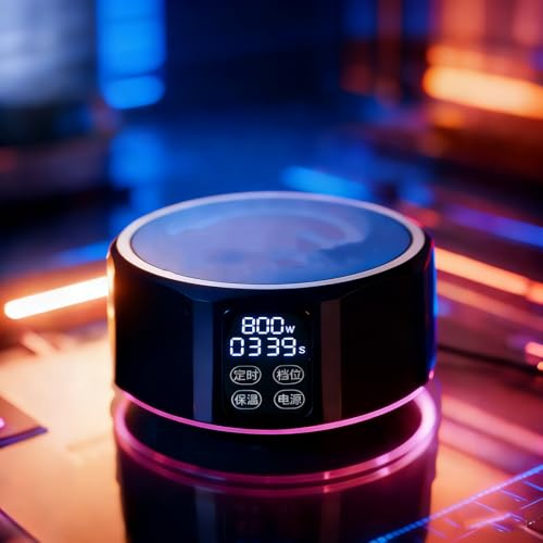 RKXKJ Mini-Elektroherd Für Zuhause, Tragbare Runde Kochplatte, Max. 620 °C, 12 Lichtfarben, Timer, 8 Temperaturstufen, Für Filterkaffee/Wasserkochen