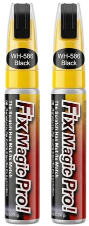Nozerix Perfect Match Car Touch Up Paint, 2-in-1 Paint Pen & Brush Scratch Remover for Vehicles, Easy to Apply （Black, 12ml*2）