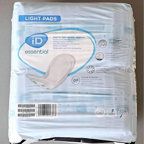 ID Essential Light Super Inkontinenzeinlagen, schnell einziehende Einwegeinlagen für Männer und Frauen, Maxi, starke Absorption, 28 Stück