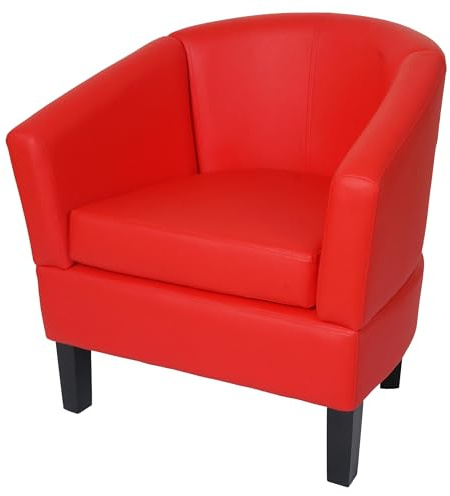 Mendler Lounge-Sessel HWC-O17AM FSC®-Zertifiziert Kunstleder - rot | Sessel, Clubsessel, Cocktailsessel