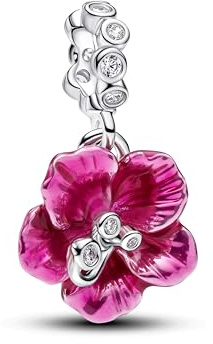 PANDORA Moments Hibiskus Charm-Anhänger aus Sterling-Silber mit Zirkonia, Kompatibel Me und Moments, 794698C01