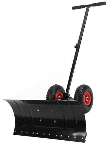 Acouto Pelle à Neige avec Roues Pelle à Neige avec Roues, Acier Robuste, Pousse- Réglable pour Allées et Terrasses