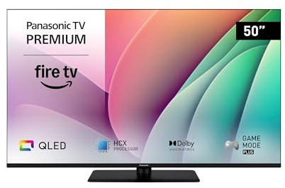 Panasonic Premium TV-50W80AEZC, 50 Pollici TV QLED 4K Ultra HD, Fire TV | Dolby Vision e Atmos, Modalità Game Plus, Controllo Vocale Alexa, Airplay, Smart TV ,Serie W80