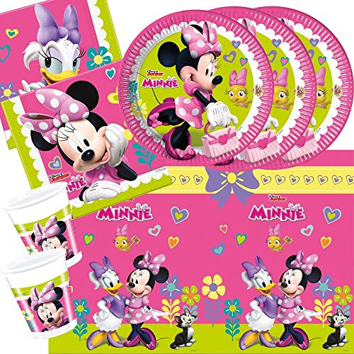 37-teiliges Party-Set Minnie Mouse - Minnie Happy Helpers - Teller Becher Servietten Tischdecke für 8 Kinder