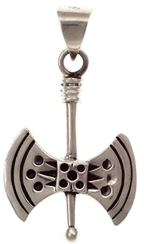 Doppelaxt Anhänger Wikinger Silber 925 Axt Kampfaxt Sterling