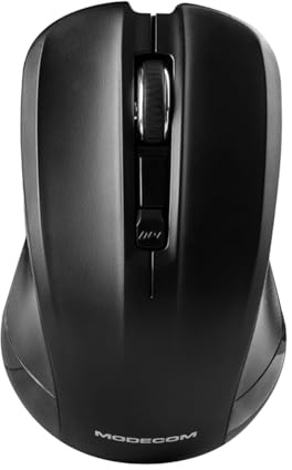 Modecom MC-WM9.1 Optische Kabellose Maus in Schwarz | Ergonomische PC & Laptop Mouse mit 2.4GHz Funktechnologie | 1600 DPI Sensor für Präzision | Kompakte Funkmaus für Büro & Home Office