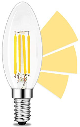 linovum fourSTEP Dim E14 LED Kerze Filament Leuchtmittel - 'Dimmen ohne Dimmer' mit jedem Lichtschalter 4W 560lm warmwei?