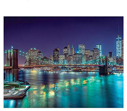 5D Diy Diamant Stickerei New York Skyline Landschaft,Vollbohrer Diamant Malerei Kreuzstich Strass Mosaik Aufkleber,60X80cm