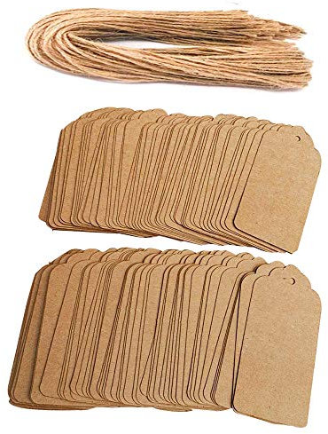 Awtlife Lot de 120 étiquettes en papier kraft avec 120 ficelles en jute, 4,5 x 9,5 cm