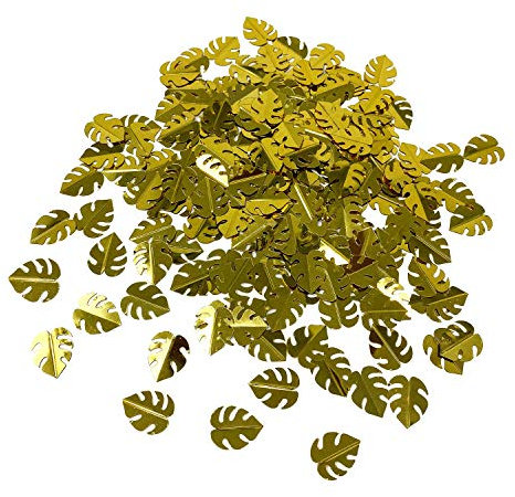 Oblique-Unique® Monstera Blätter Konfetti 180 Stk. für Geburtstag Feier Sommer Hawaii Party Tisch Deko Streudeko (Gold)